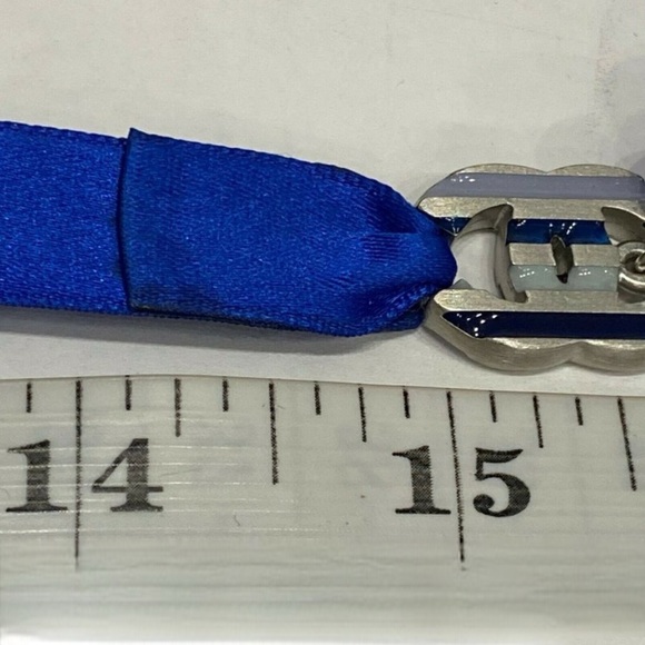 Chanel Spotted Glass Bead Long Silk Ribbon Blue Necklace - Picture 3 of 8